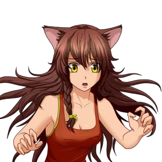 😯 Anime, Garota gato, Neko, Garota anime telegram sticker