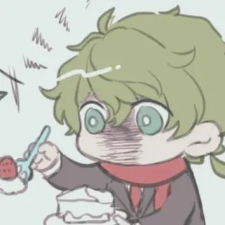 😡 Anime, Cartone animato, Fragola, Torta, Arrabbiato, Chibi telegram sticker
