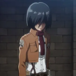 🥀 Mikasa Ackerman Attack on Titan anime, character, scarf, jacket telegram sticker