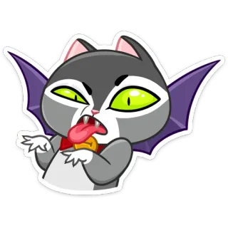 😝 Katze, Vampir, Halloween, Tier, Cartoon, Aufkleber telegram sticker