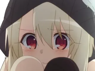 😔 anime, girl, cute, hood, crying telegram sticker