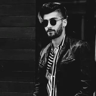 ☁️ Zayn Malik 泽恩·马利克, 歌手, 肖像, 太阳镜, 名人, 黑白 telegram sticker