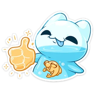 ⭐ cute, cartoon, thumbs up, fish, character telegram sticker