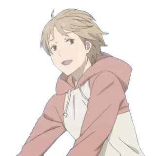 😃 anime, garçon, sweat rose, souriant telegram sticker