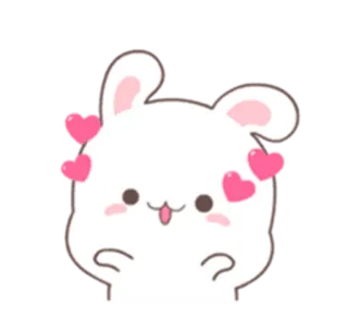 🐰 konijn, schattig, hartjes, kawaii, dier, cartoon, bunny telegram sticker