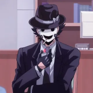 🚬 Sniper Mask High-Rise Invasion アニメ, 喫煙, マスク, スーツ whatsapp sticker