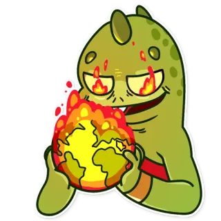 🌎 mostro, distruzione, fuoco, terra, cartone animato, fantasia telegram sticker