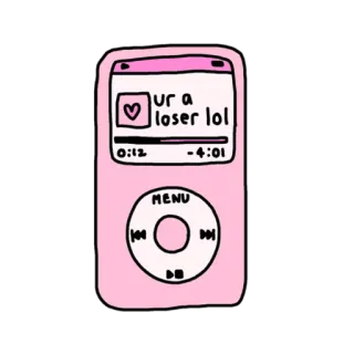 🎵 UR a loser lol ipod, music player, loser, lol, pink, electronic device telegram sticker