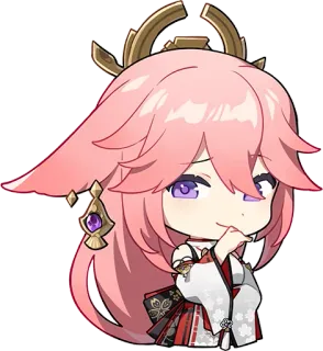 😏 Yae Miko Genshin Impact อนิเมะ, จิบิ, วิดีโอเกม, เก็นชินอิมแพกต์, ยาเอะ มิโกะ telegram sticker