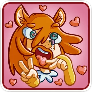 ❤️ Desenho animado, Gato, Animal, Coração, Símbolo da paz, Adesivo whatsapp sticker