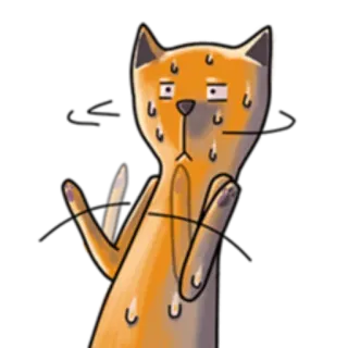 😥 cat, sweating, nervous, cartoon, animal, emotion telegram sticker
