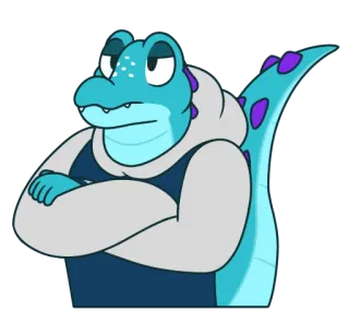😒 dessin animé, anthropomorphe, alligator, reptile, personnage, animal whatsapp sticker