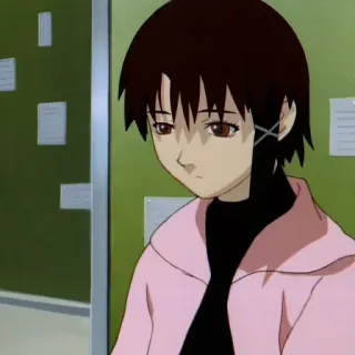 😞 Lain Iwakura Serial Experiments Lain anime, girl, portrait, lain, serial experiments lain, cyberpunk telegram sticker