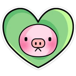 💚 porco, coração, animal, fofo, adesivo, rosa, verde telegram sticker