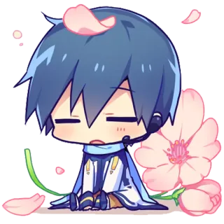 🌸 Kaito Anime, Vocaloid, Kaito, Chibi, Hoa telegram sticker
