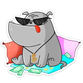 😎 chien, argent, lunettes de soleil, dessin animé, autocollant whatsapp sticker