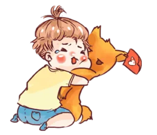 🤗 cartoon, child, hug, animal, cute, friendship, love telegram sticker