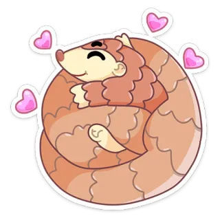 🥰 панголин, милый, животное, сердечки, любовь, счастливый whatsapp sticker