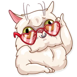 😍 gato, animal, pegatina, dibujo animado, lindo, gafas, corazón, amor telegram sticker