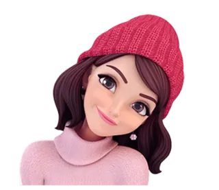 😊 mujer, chica, dibujo animado, personaje, retrato, ilustración, sticker, femenino telegram sticker