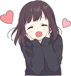 😍 Anime, Fille, Coeurs, Mignon, Joyeux, Kawaii whatsapp sticker
