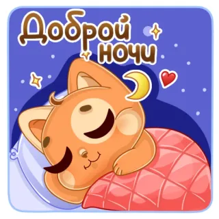🌙 Доброй ночи chúc ngủ ngon, giấc ngủ, mèo, dễ thương, kawaii, động vật telegram sticker