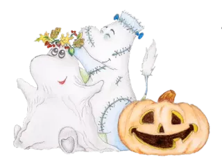 👻 hantu, monster, labu, Halloween, seram, kartun, imut, musim gugur whatsapp sticker