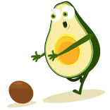 😮 avocado, fruit, cartoon, food, cute, character, eyes whatsapp sticker