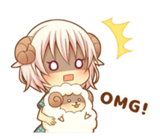 😳 OMG! Anime, Mangá, Ovelha, Fofo, Exclamação telegram sticker