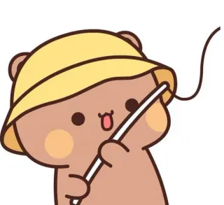🎣 ours, mignon, pêche, chapeau, animal telegram sticker