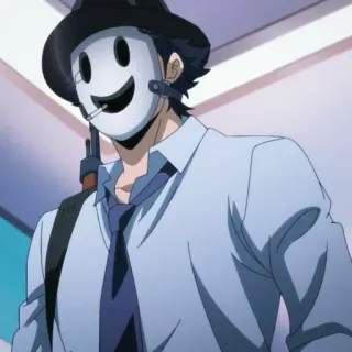 🚬 Sniper Mask High-Rise Invasion Anime, Máscara, Pistola, High-Rise Invasion, Máscara de francotirador telegram sticker
