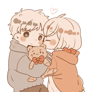 😘 carino, cartone animato, bacio, coppia, orsacchiotto, amore telegram sticker