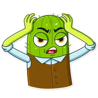 🤬 cactus, cartoon, stressed, upset, frustrated telegram sticker