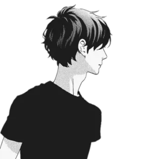 🚧 อนิเมะ, มังงะ, เด็กผู้ชาย, ขาวดำ, โปรไฟล์ telegram sticker