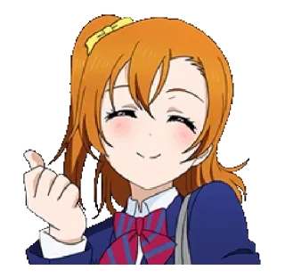 😊 gadis anime, rambut oranye, seragam sekolah, imut, tersenyum, karakter telegram sticker