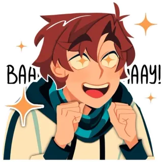 🤩 BAAAAY! animado, anime, brilhante, desenho animado, feliz, celebração telegram sticker