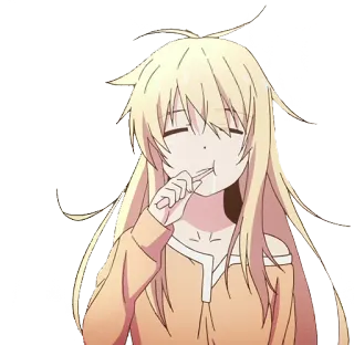 😴 Anime, Postać, Mycie zębów, Dziewczyna, Blond włosy telegram sticker