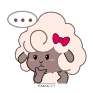 🤔 sheep, thinking, animal, cute, cartoon telegram sticker