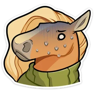 😰 koń, spocony, zaniepokojony, kreskówka, zwierzę, stres, zmartwiony telegram sticker