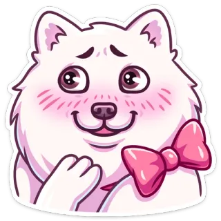 ☺️ cão, cachorro, fofo, laço, rubor, animal, adesivo telegram sticker