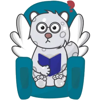 ❓ bear, reading, chair, question telegram sticker