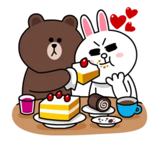 🍰 Brown (bear) หมี, กระต่าย, เค้ก, ของหวาน, น่ารัก, มีความสุข telegram sticker