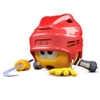 😦 ฮอกกี, อีโมจิ, กีฬา, หมวกกันน็อคสีแดง telegram sticker
