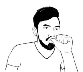 😙 man, thinking, beard, sketch, portrait, illustration telegram sticker