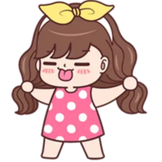 😝 만화, 여자, 귀여운, 스티커, 행복한, 쾌활한 whatsapp sticker