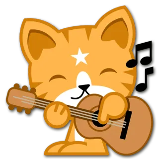 🎸 Katze, Gitarre, Musik, Tier, süß, Cartoon whatsapp sticker
