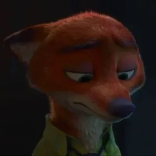 🦊 Nick Wilde Zootopia Fuchs, traurig, enttäuscht, animiert, Cartoon, Zoomania, Nick Wilde telegram sticker
