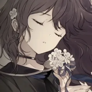 🕳 Ragazza anime, Fiori, Triste, Ragazza, Girocollo telegram sticker