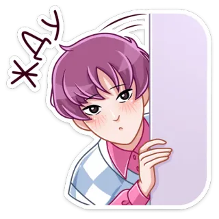👀 KAY Anime, Kawaii, Chico, Lindo, Pelo Morado, Dibujos Animados, Pegatina telegram sticker