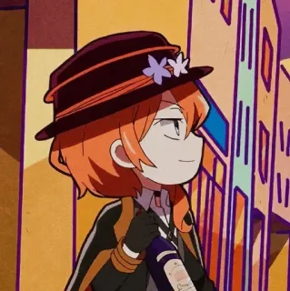 💛 Chuya Nakahara Bungou Stray Dogs Anime, Personnage, Chapeau, Vin, Mignon telegram sticker